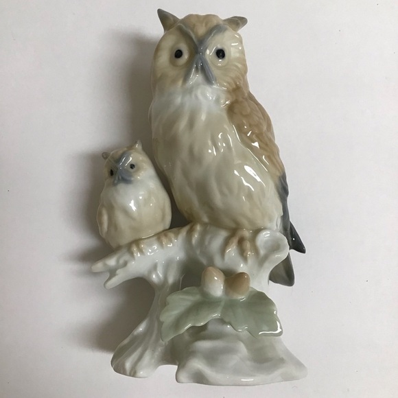 Otagiri Porcelain Figurine Owls On Branch Mom And Baby Japan 5 1/2” MINT Vintage - Picture 3 of 11
